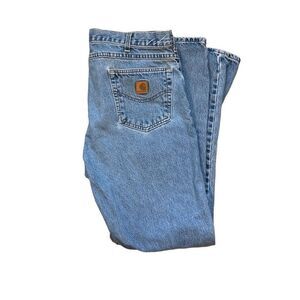 Carhartt Blue Jeans Leather Logo Patch 38x34